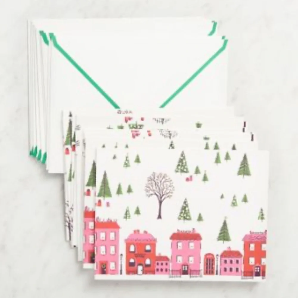 🆕 Kate Spade ♠️ Holiday Village Christmas Cards